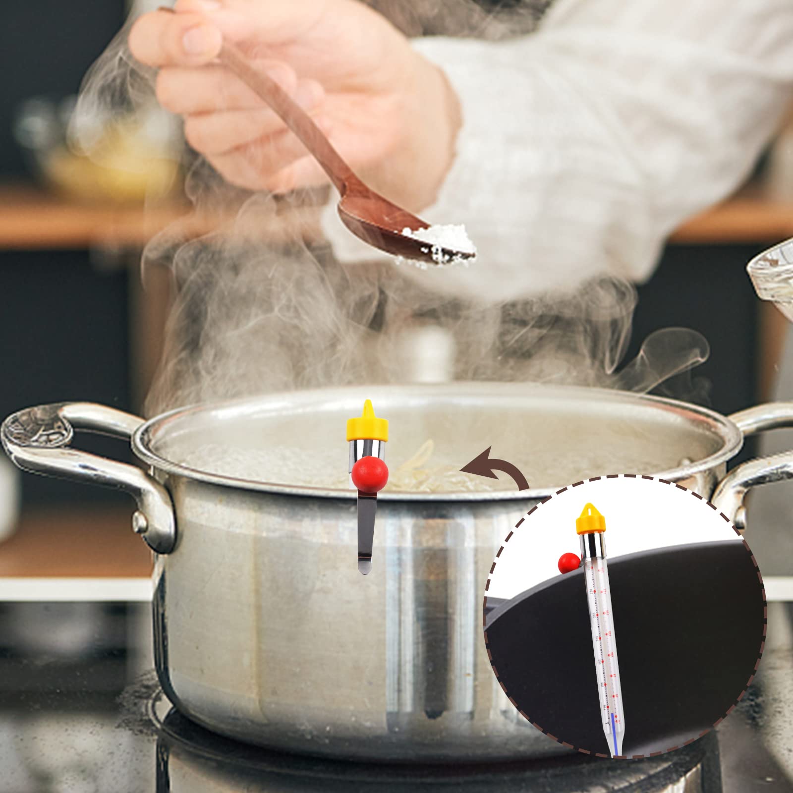 Candy Thermometer Sugar Thermometer With Pot Clip 8 Inches Syrup Thermometer With Hanging Clip Kitchen Accessories For Baking, C